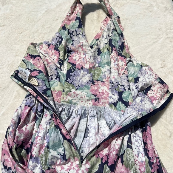 Vintage Alfred Angelo Floral Halter Maxi Dress 11/12 Cotton Garden Party 80s - Picture 9 of 12